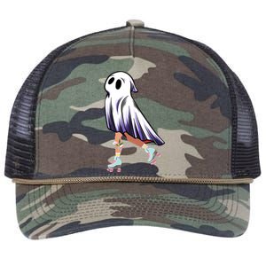 Rollerblade Roller Halloween Ghost Rolling Ghost Skating Cool Gift Retro Rope Trucker Hat Cap