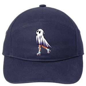 Rollerblade Roller Halloween Ghost Rolling Ghost Skating Cool Gift 7-Panel Snapback Hat