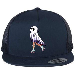 Rollerblade Roller Halloween Ghost Rolling Ghost Skating Cool Gift Flat Bill Trucker Hat