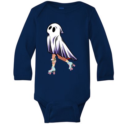 Rollerblade Roller Halloween Ghost Rolling Ghost Skating Cool Gift Baby Long Sleeve Bodysuit