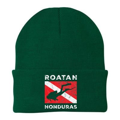 Retro Roatan Honduras Scuba Dive Vintage Dive Flag Diving Knit Cap Winter Beanie