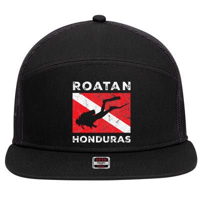 Retro Roatan Honduras Scuba Dive Vintage Dive Flag Diving 7 Panel Mesh Trucker Snapback Hat