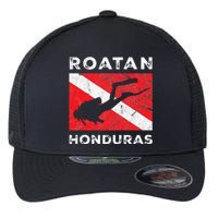 Retro Roatan Honduras Scuba Dive Vintage Dive Flag Diving Flexfit Unipanel Trucker Cap