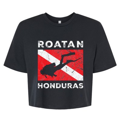 Retro Roatan Honduras Scuba Dive Vintage Dive Flag Diving Bella+Canvas Jersey Crop Tee