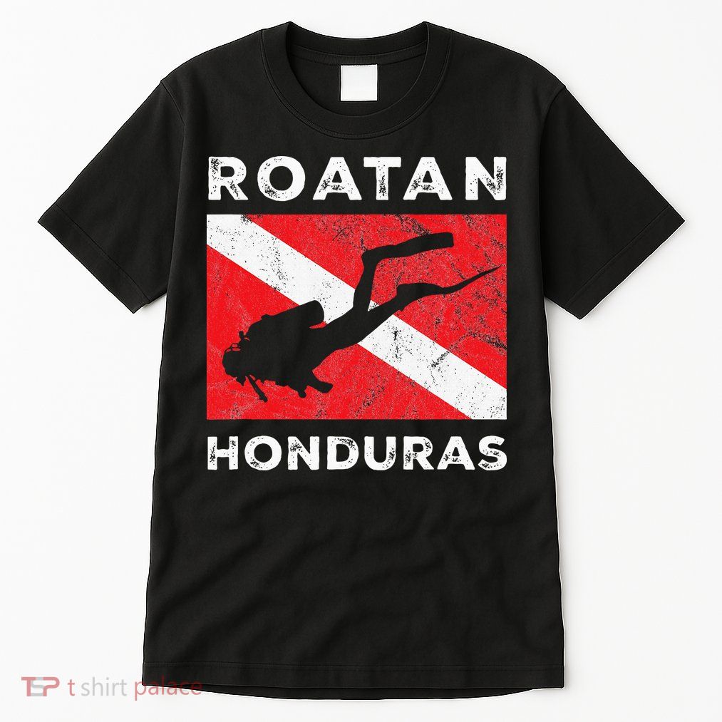 Retro Roatan Honduras Scuba Dive Vintage Dive Flag Diving Tall T-Shirt