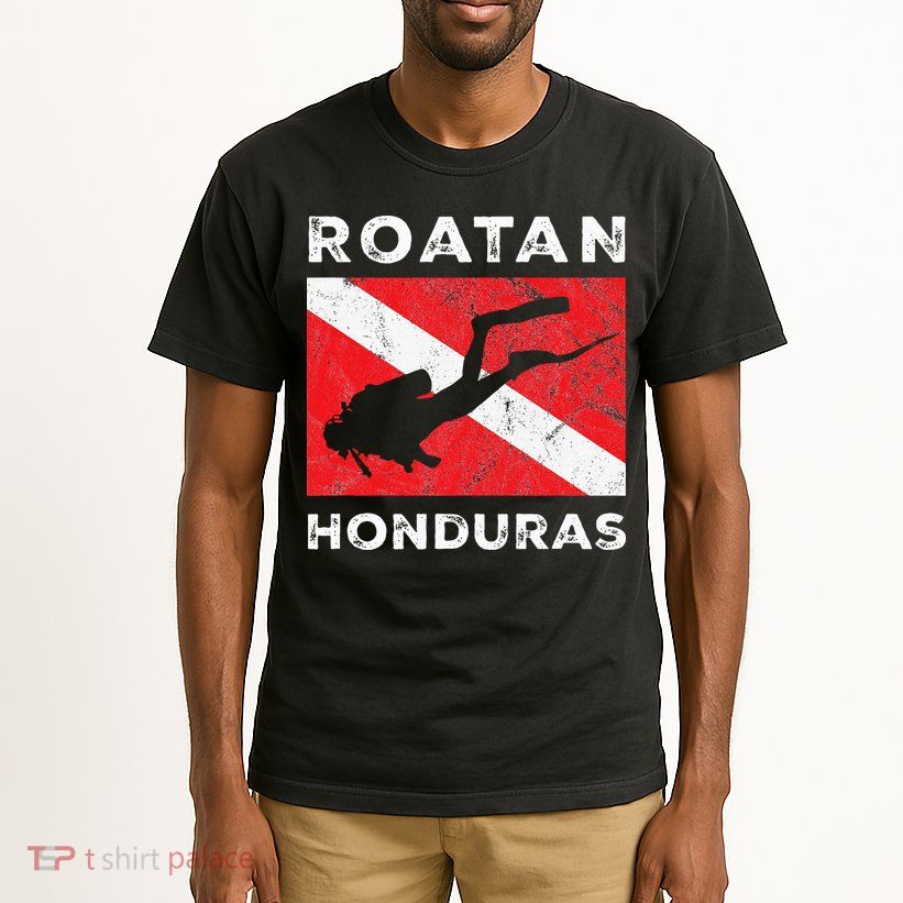 Retro Roatan Honduras Scuba Dive Vintage Dive Flag Diving Tall T-Shirt