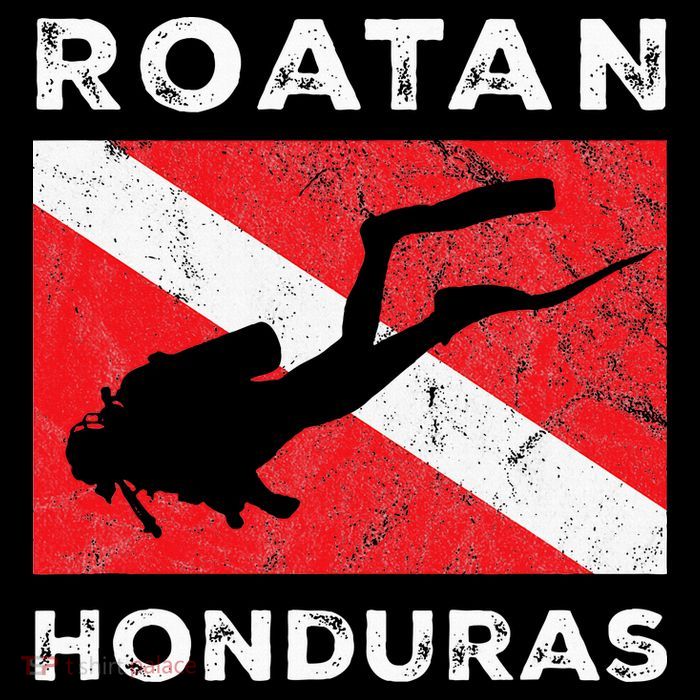 Retro Roatan Honduras Scuba Dive Vintage Dive Flag Diving Tall T-Shirt