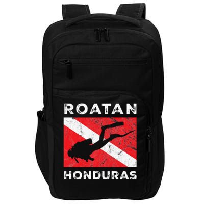 Retro Roatan Honduras Scuba Dive Vintage Dive Flag Diving Impact Tech Backpack