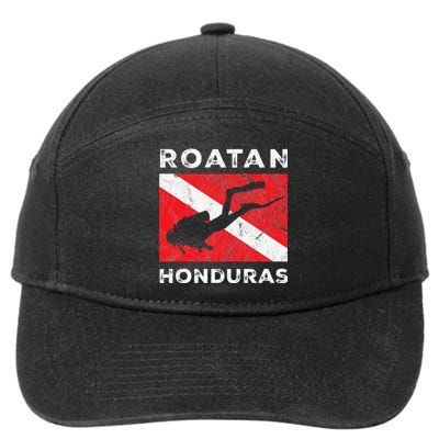 Retro Roatan Honduras Scuba Dive Vintage Dive Flag Diving 7-Panel Snapback Hat