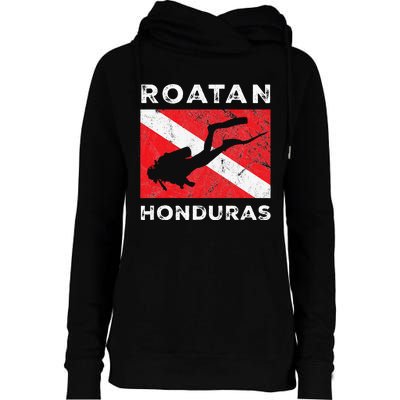 Retro Roatan Honduras Scuba Dive Vintage Dive Flag Diving Womens Funnel Neck Pullover Hood