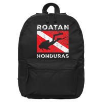 Retro Roatan Honduras Scuba Dive Vintage Dive Flag Diving 16 in Basic Backpack