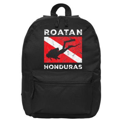 Retro Roatan Honduras Scuba Dive Vintage Dive Flag Diving 16 in Basic Backpack