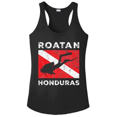 Retro Roatan Honduras Scuba Dive Vintage Dive Flag Diving Ladies PosiCharge Competitor Racerback Tank