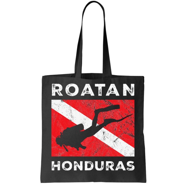 Retro Roatan Honduras Scuba Dive Vintage Dive Flag Diving Tote Bag