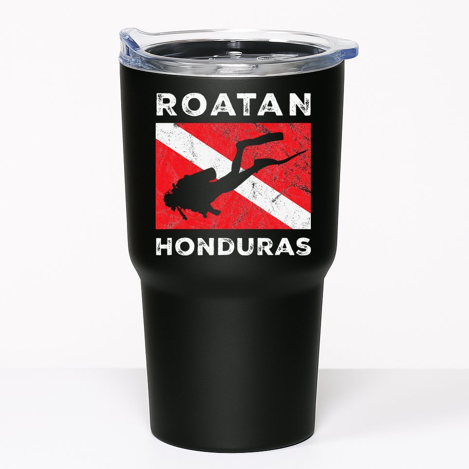 Retro Roatan Honduras Scuba Dive Vintage Dive Flag Diving Tumbler