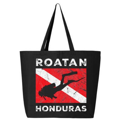 Retro Roatan Honduras Scuba Dive Vintage Dive Flag Diving 25L Jumbo Tote