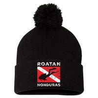 Retro Roatan Honduras Scuba Dive Vintage Dive Flag Diving Pom Pom 12in Knit Beanie