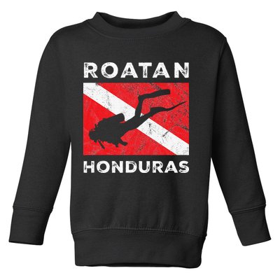 Retro Roatan Honduras Scuba Dive Vintage Dive Flag Diving Toddler Sweatshirt