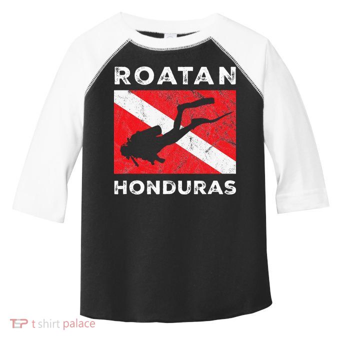 Retro Roatan Honduras Scuba Dive Vintage Dive Flag Diving Toddler Fine Jersey T-Shirt