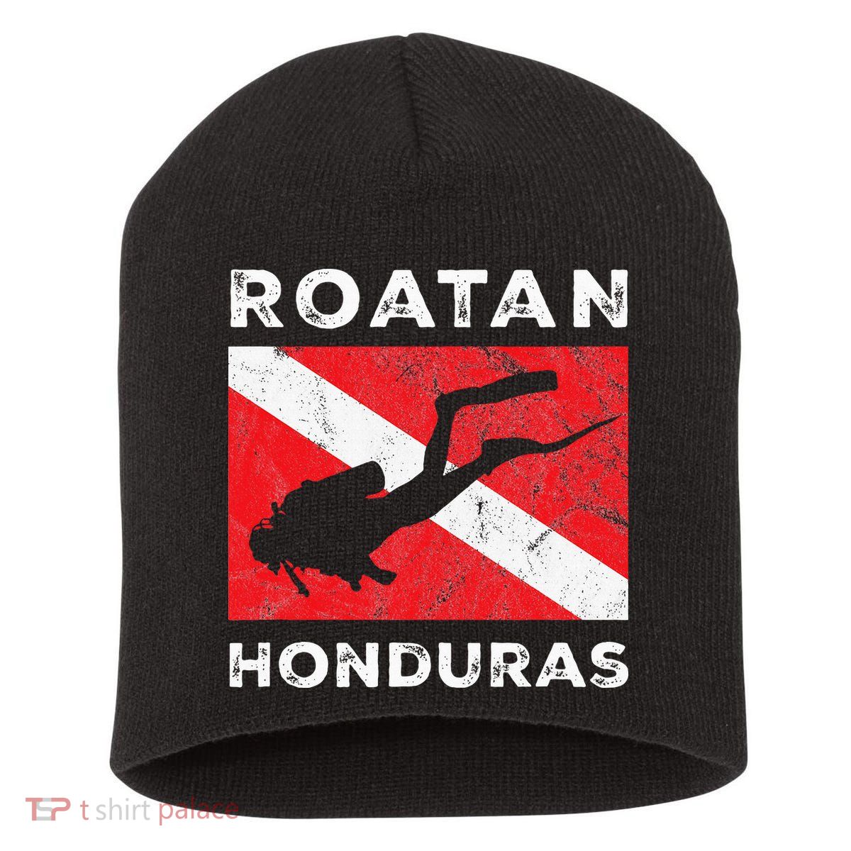 Retro Roatan Honduras Scuba Dive Vintage Dive Flag Diving Short Acrylic Beanie
