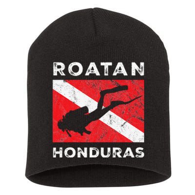 Retro Roatan Honduras Scuba Dive Vintage Dive Flag Diving Short Acrylic Beanie