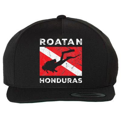 Retro Roatan Honduras Scuba Dive Vintage Dive Flag Diving Wool Snapback Cap