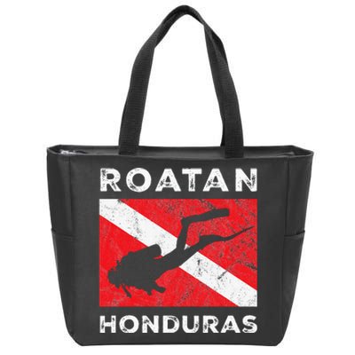 Retro Roatan Honduras Scuba Dive Vintage Dive Flag Diving Zip Tote Bag