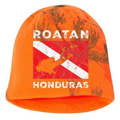 Retro Roatan Honduras Scuba Dive Vintage Dive Flag Diving Kati - Camo Knit Beanie