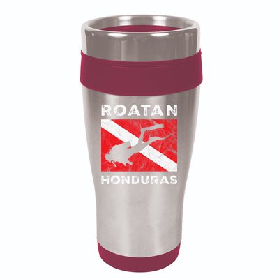 Retro Roatan Honduras Scuba Dive Vintage Dive Flag Diving 16oz Travel Tumbler