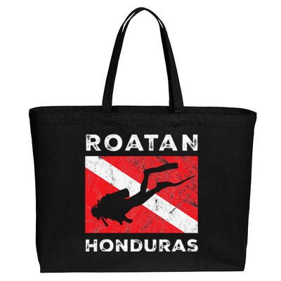 Retro Roatan Honduras Scuba Dive Vintage Dive Flag Diving Cotton Canvas Jumbo Tote