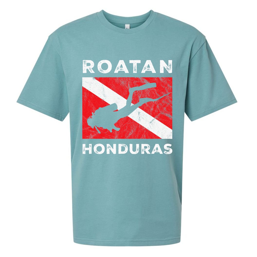 Retro Roatan Honduras Scuba Dive Vintage Dive Flag Diving Sueded Cloud Jersey T-Shirt