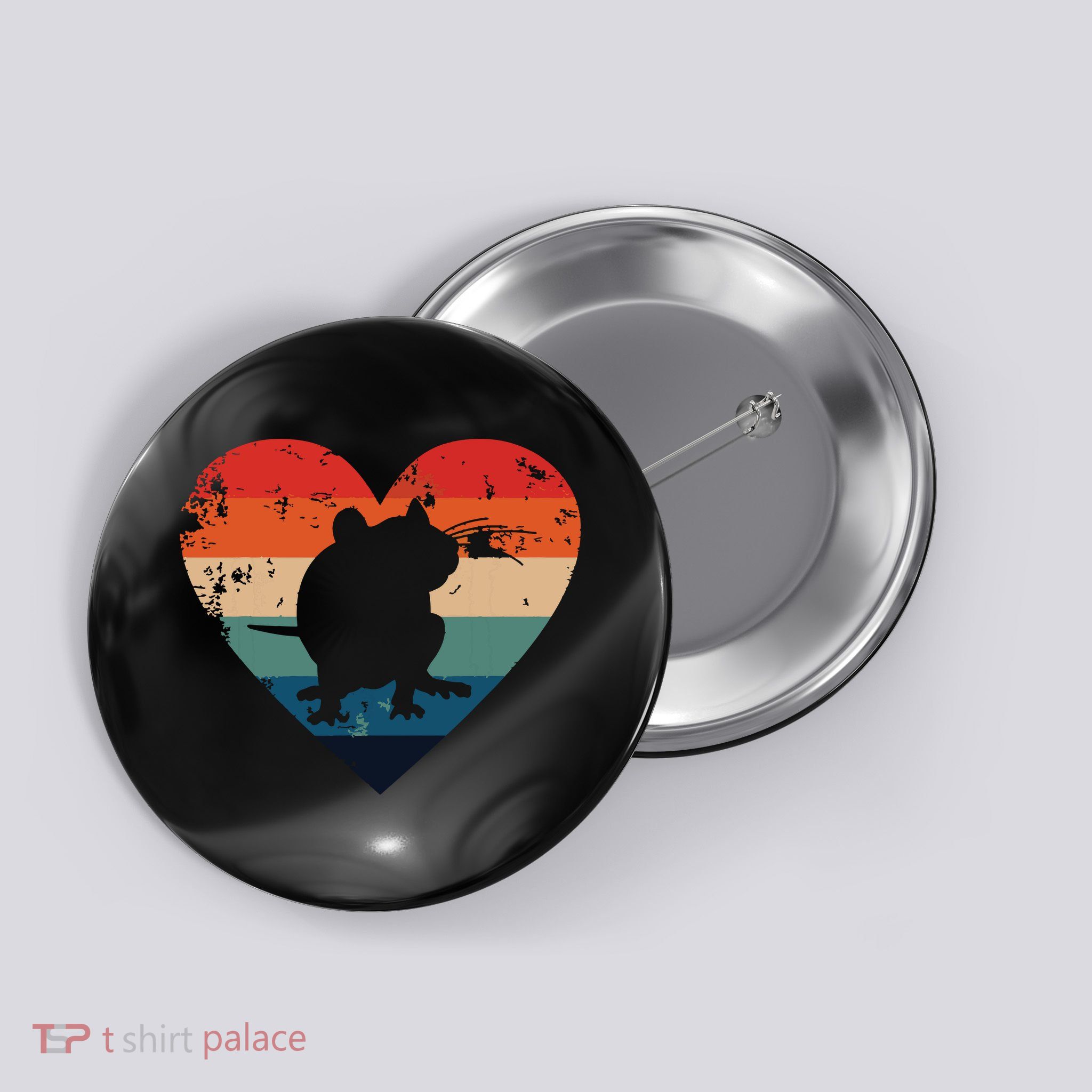 Rat Retro Heart Mouse Rodent Lover Rat Owner Button