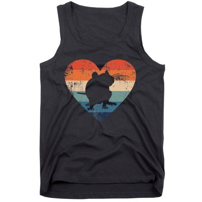 Rat Retro Heart Mouse Rodent Lover Rat Owner Tank Top