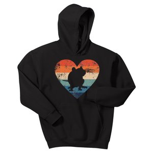 Rat Retro Heart Mouse Rodent Lover Rat Owner Kids Hoodie