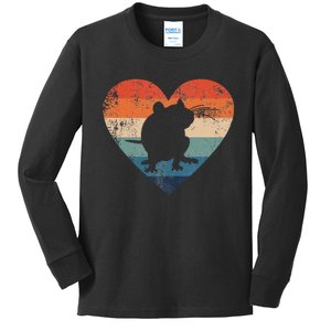 Rat Retro Heart Mouse Rodent Lover Rat Owner Kids Long Sleeve Shirt