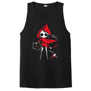 Red Riding Hood Girl With Head Of Wolf Scary Gothic Art PosiCharge Competitor Tank