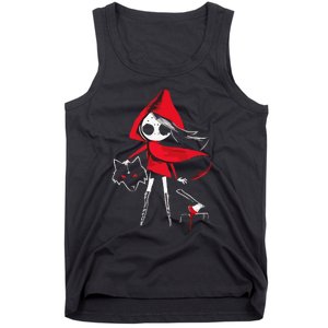 Red Riding Hood Girl With Head Of Wolf Scary Gothic Art Tank Top