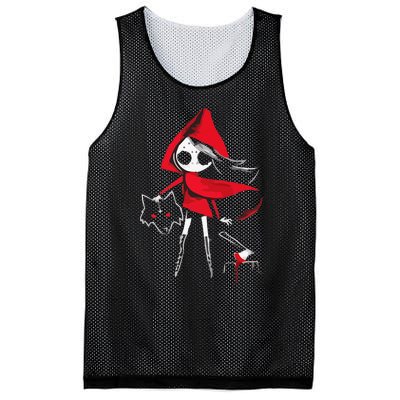 Red Riding Hood Girl With Head Of Wolf Scary Gothic Art Mesh Reversible Basketball Jersey Tank