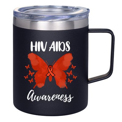 Red Ribbon Hiv Aids Awareness 12oz Stainless Steel Coffee Mug
