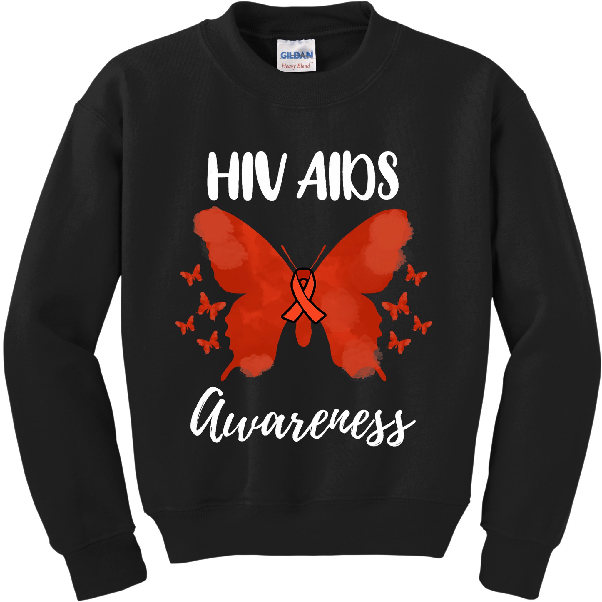 Red Ribbon Hiv Aids Awareness Kids Sweatshirt