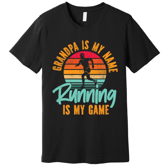 Running Runner Half Marathon Grandpa Vintage Retro Grandpa Premium Premium T-Shirt