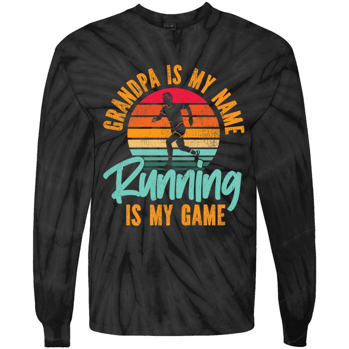 Running Runner Half Marathon Grandpa Vintage Retro Grandpa Premium Tie-Dye Long Sleeve Shirt