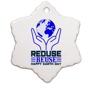 Reduse Resuse Happy Earth Day Ceramic Star Ornament