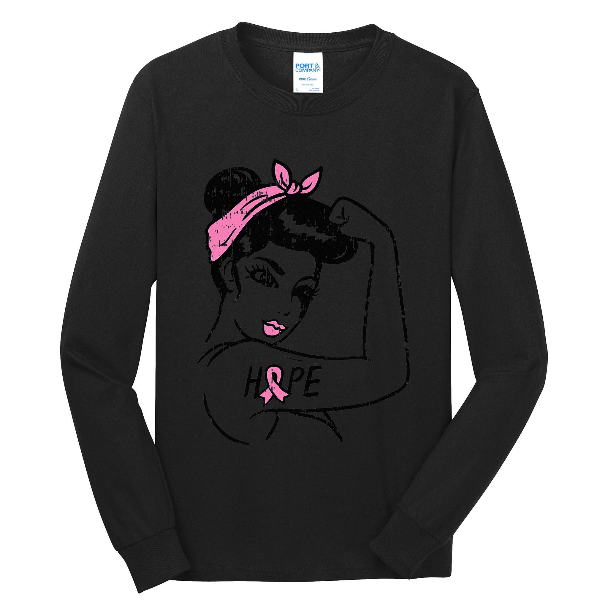 Rosie Riveter Hope Fighting Breast Cancer Awareness  Tall Long Sleeve T-Shirt