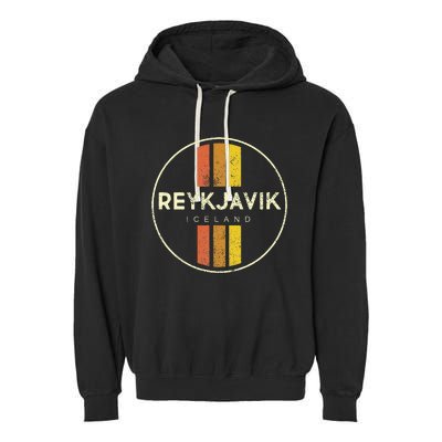 Retro Reykjavik Iceland Vintage Garment-Dyed Fleece Hoodie