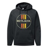 Retro Reykjavik Iceland Vintage Performance Fleece Hoodie