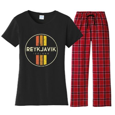 Retro Reykjavik Iceland Vintage Women's Flannel Pajama Set