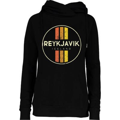 Retro Reykjavik Iceland Vintage Womens Funnel Neck Pullover Hood