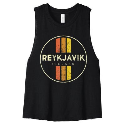 Retro Reykjavik Iceland Vintage Women's Racerback Cropped Tank