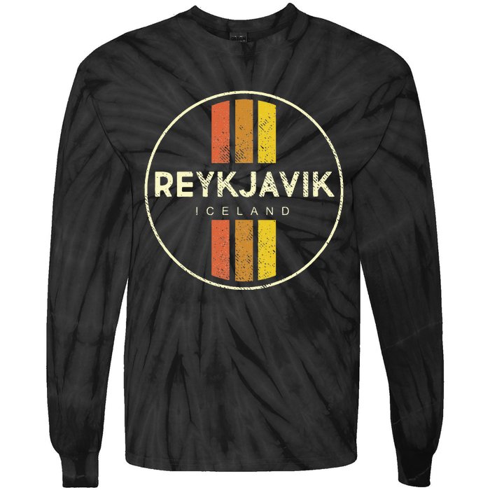 Retro Reykjavik Iceland Vintage Tie-Dye Long Sleeve Shirt